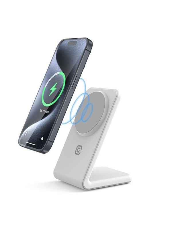 CRONG MagSpot Stand - 2-in-1 Wireless Charger with MagSafe for iPhone and AirPods - White