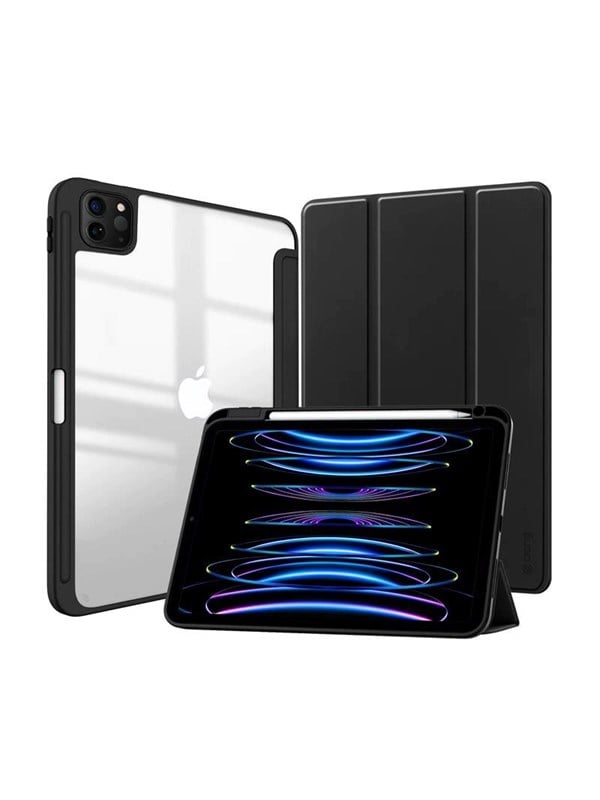 CRONG PrimeFolio - Case for iPad Air 11 (2026-2024) / iPad Air 10.9 (5th-4th gen.) / iPad Pro 11" (2022-2021) - Black/Clear