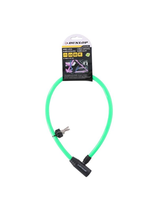 Dunlop - Cable anti-theft bicycle lock - green