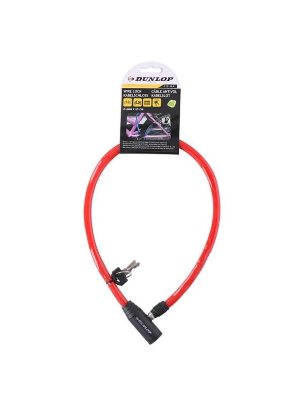 Dunlop - Cable anti-theft bicycle lock - red