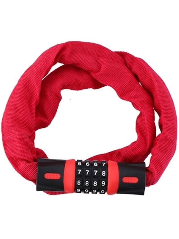 Dunlop - Bicycle Lock with Combination Chain - Red