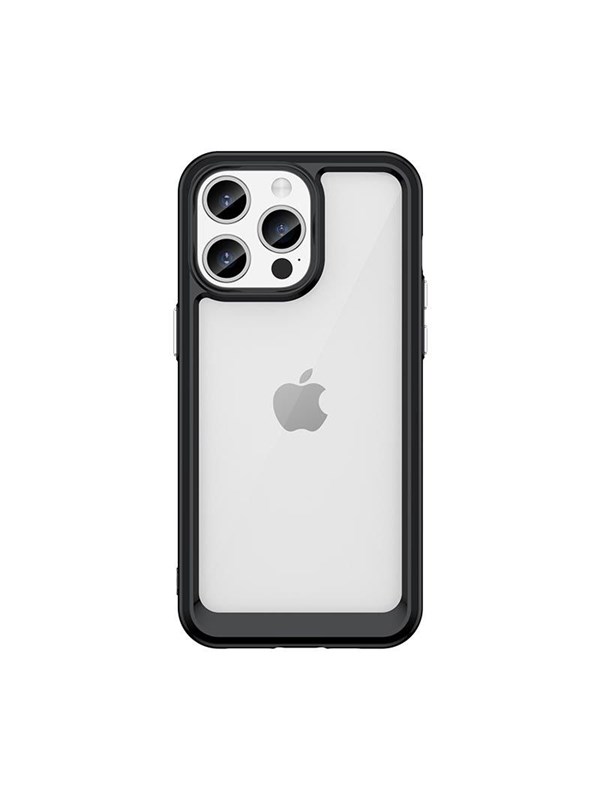 Hurtel iPhone 15 Pro Max Outer Space Reinforced Case with Flexible Frame - Black