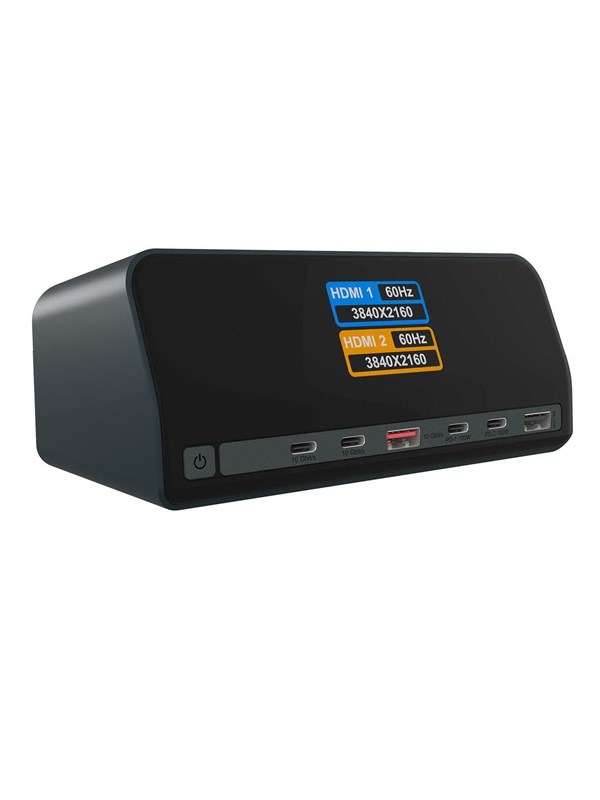 ICY BOX Heart Dock 2300, 11-in-1 DockingStation mit zwei Videoausgängen und LCD-Display