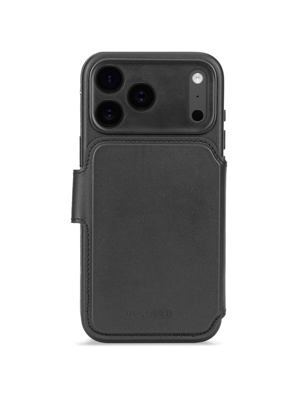 Decoded 2 in 1 Leather Klapphülle MagSafe für das Apple iPhone 17 Pro - Schwarz