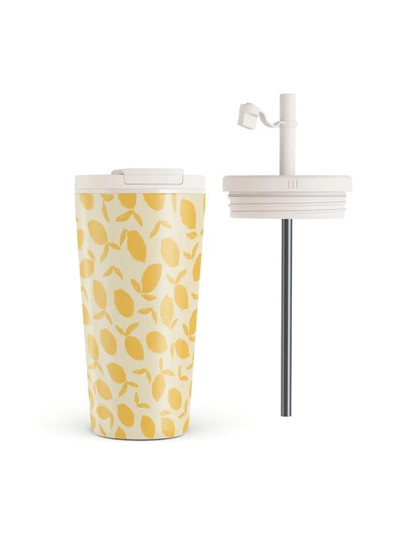 Burga Lemon Tart - Travel Mug 500ml with Flap  Straw Set