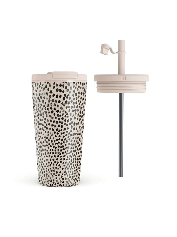 Burga Almond Latte - Travel Mug 500ml with Flap  Straw Set