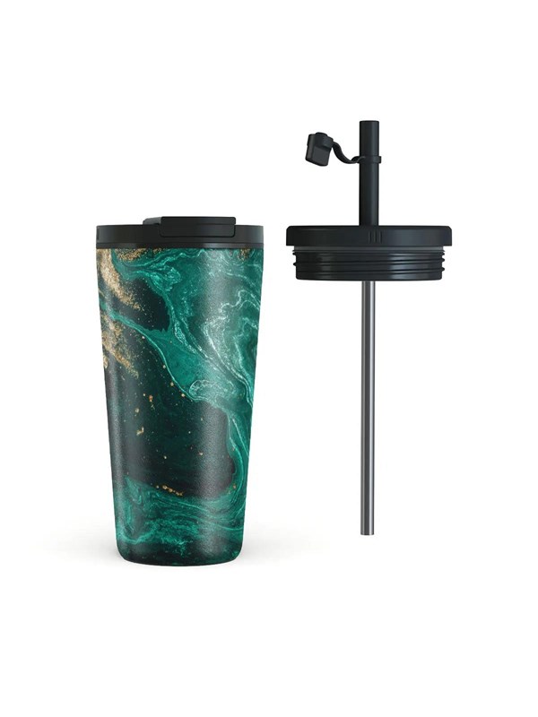 Burga Emerald Pool - Travel Mug 500ml with Flap  Straw Set