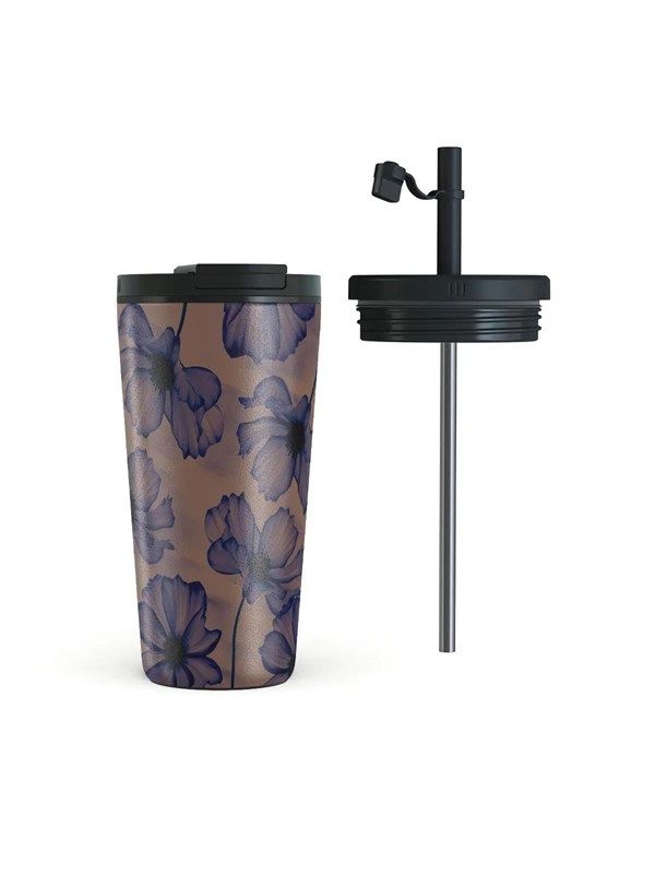 Burga Velvet Night - Travel Mug 500ml with Flap  Straw Set