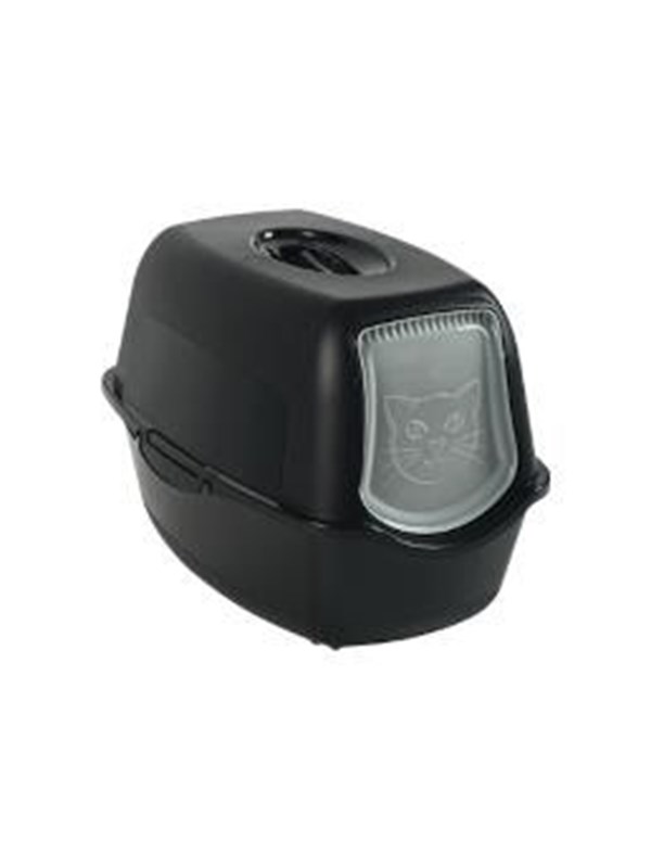 Rotho MyPet Eco Bailey Katzentoilette mit Deckel und Aktivkohlefilter schwarz (recycelt)
