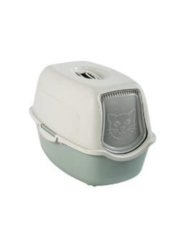 Rotho MyPet Eco Bailey Katzentoilette mit Deckel und Aktivkohlefilter grün weiss (recycelt)