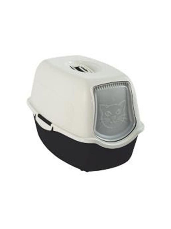 Rotho MyPet Eco Bailey Katzentoilette mit Deckel und Aktivkohlefilter schwarz weiss (recycelt)