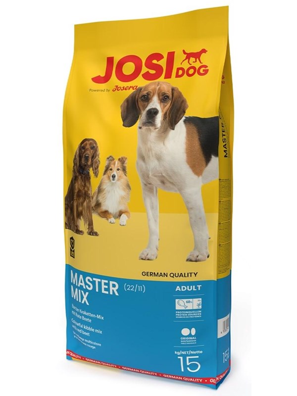 JosiDog Master Mix 15kg Hundefutter mit bunten Kroketten-Mix aus Mais und Roter Beete