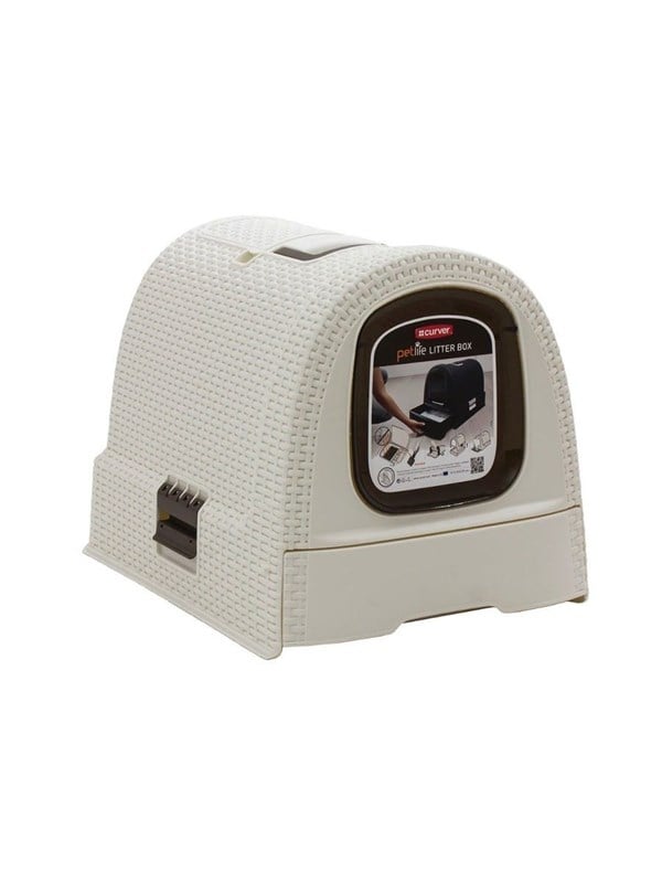 Curver Petlife Katzentoilette Style in Rattan Optik 51 x 385 x 395 cm creme