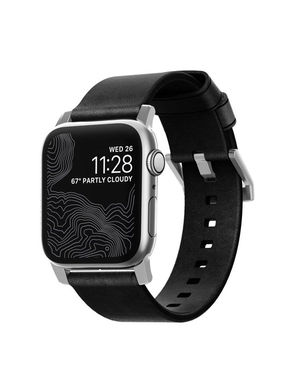 Nomad - Modern Band - 44mm/42mm | Silver Hardware | Black Leather