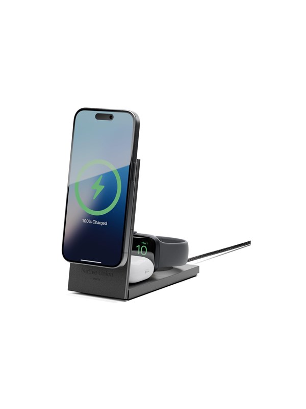 Image of Native Union wireless charging stand - rise 3-in-1 - + AC power adapter - 15 Watt