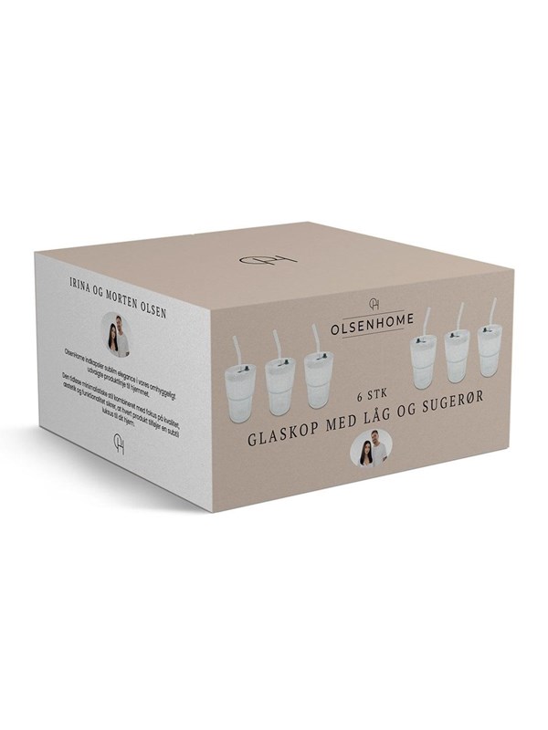 Olsen Home - Glass Cup With Lid & Straws - 6 Pack