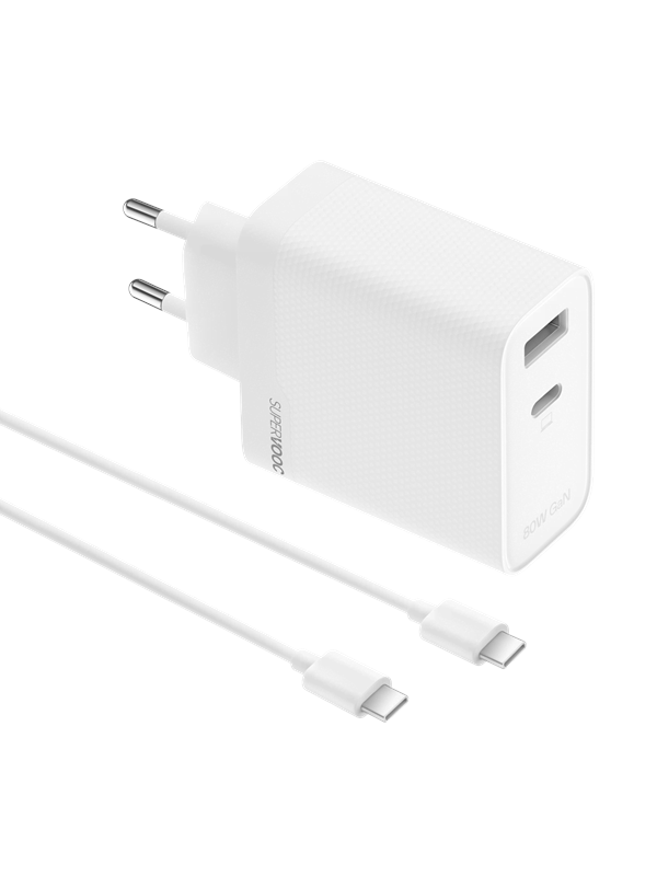 realme SUPERVOOC 80W Dual Ports GaN Adapter with Type-C Cable - White
