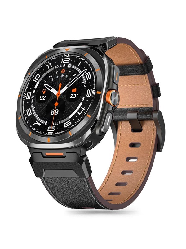 Tech-Protect Delta Pro Leather Strap for Samsung Galaxy Watch Ultra (47 mm) - Black