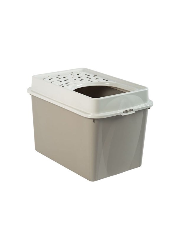 Rotho MyPet Eco Berty Katzenklo mit Top-Eingang beige weiss (recycelt)