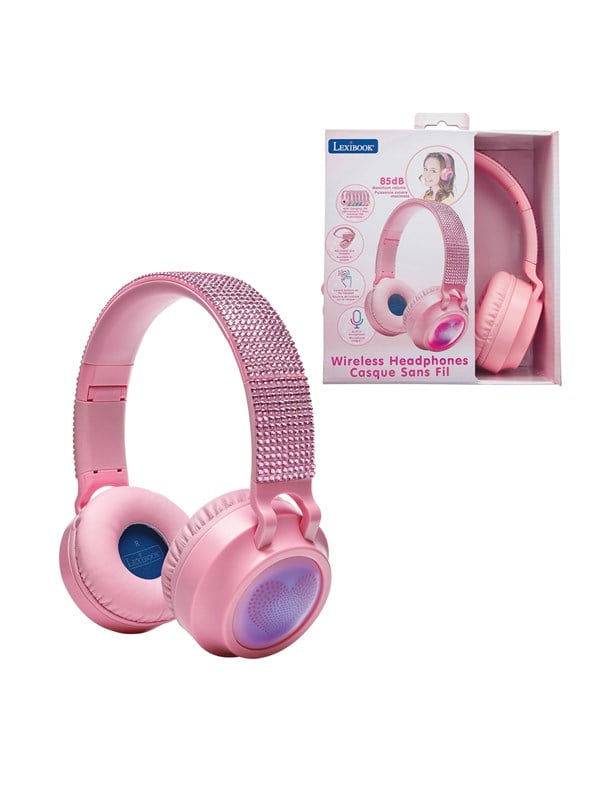 Lexibook 3D Pink Strass design Bluetooth and wired headphones