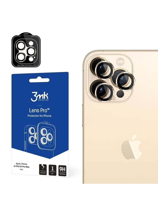 3mk iPhone 14 Pro Max / 14 Pro 9H Camera Glass for Lens Protection Pro Series Lens - Gold