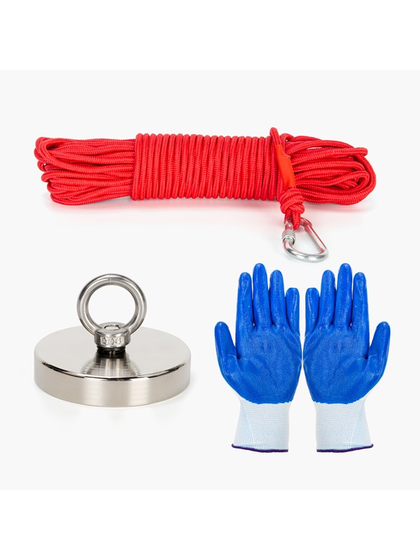 Stanlord Angelmagnet 340 kg Zugkraft inkl. Anti-Rutsch-Handschuhe und robustes 20 Meter Seil mit Karabinerhaken
