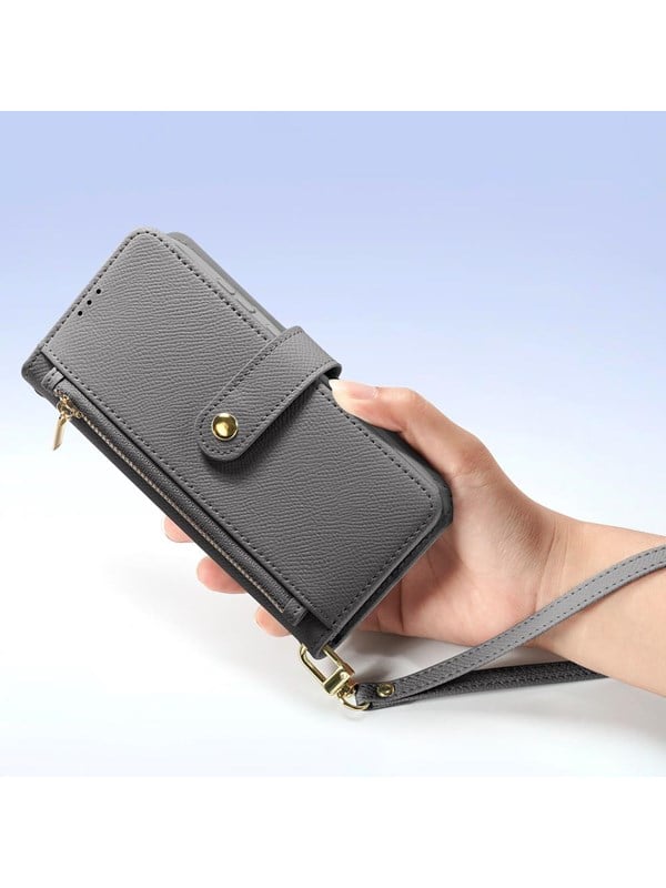 Dux Ducis Lava Leather Case for Samsung Galaxy S25 with Detachable Magnetic Wallet - Grey