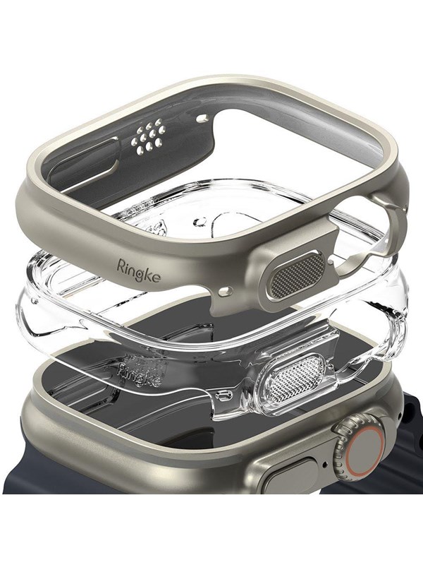 Ringke Slim 2-pack Case for Apple Watch Ultra 1/2 (49 mm) - Clear and Titanium