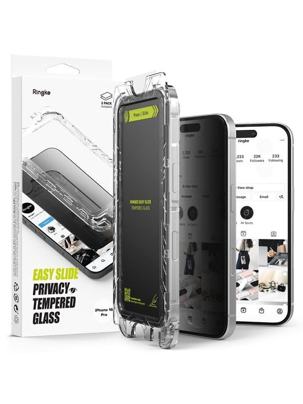 Displayschutzfolie Ringke Easy Slide für Apple iPhone 16 Pro, Glas geschützt, Vollverklebung, Set 2 Stück