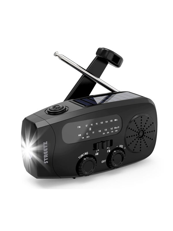 STREETZ Emergency Solar Crank Radio - AMFM - Mono - Schwarz