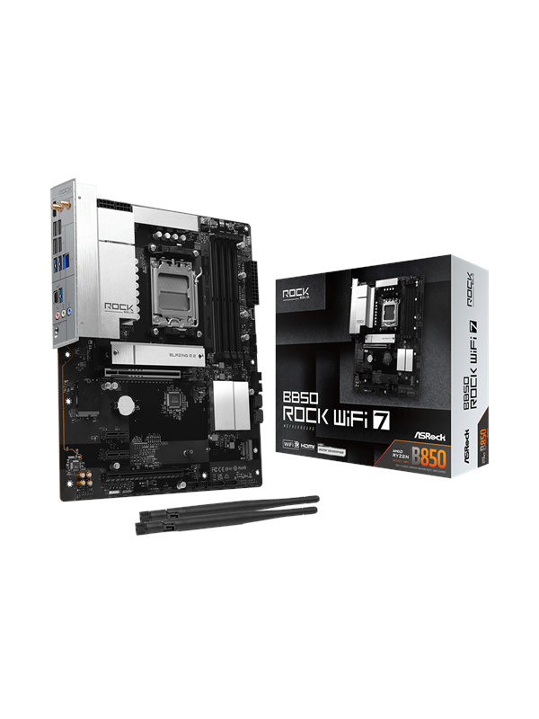 Image of ASRock B850 Rock WiFi 7 Mainboard - AMD B850 - AMD AM5 - DDR5 RAM - ATX