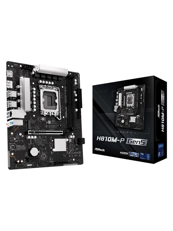 Image of ASRock H810M-P Gen5 Mainboard - Intel H810 - Intel LGA1851 - DDR5 RAM - Micro-ATX