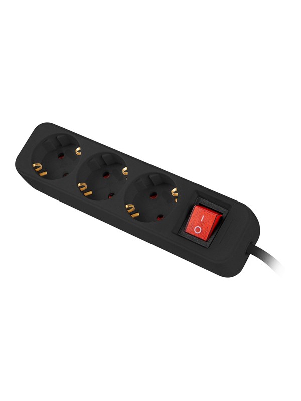 Steckdosenleiste Lanberg PS1-03F-0150-BK 3 Steckplätze mit Kinderschutz Schalter