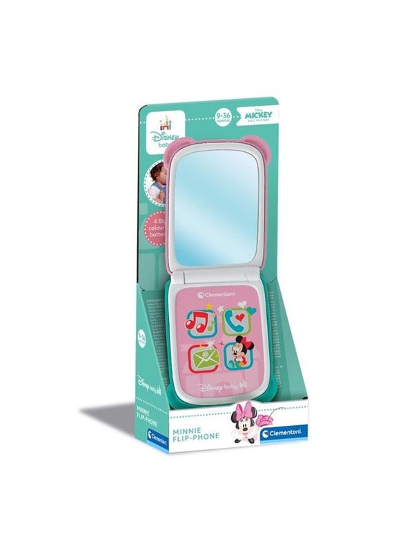 Spielzeug-Mobiltelefon Minnie Flip Phone von Clementoni mit Licht, Ton und Spiegel