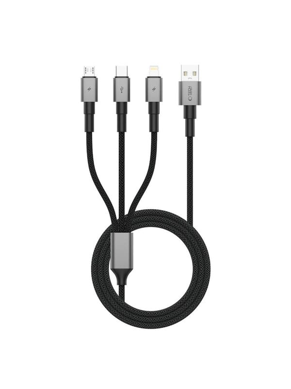 Tech-Protect UltraBoost DNA 3in1 USB-C  Micro-USB  Lightning Cable 120 cm - Grey