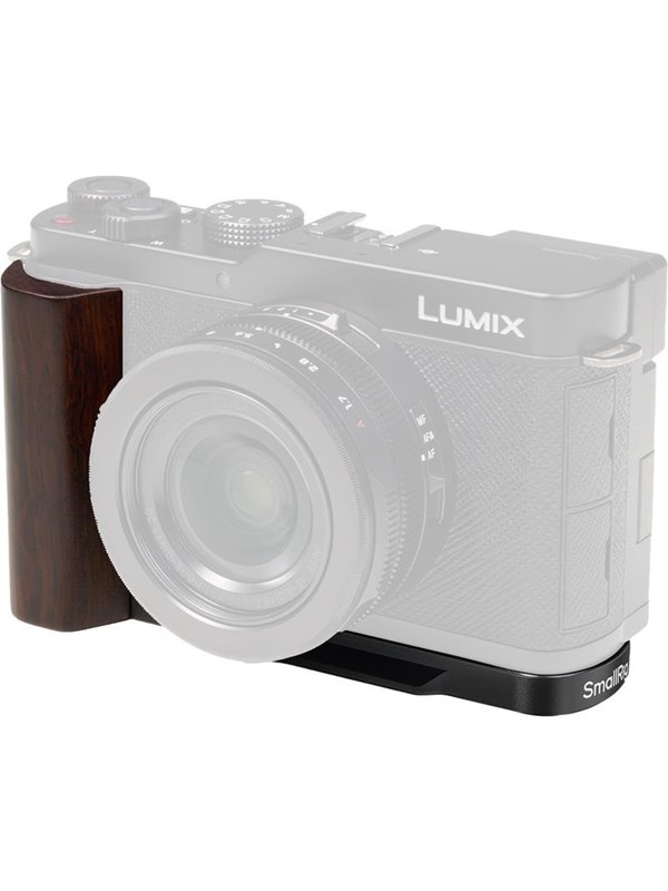 Image of SmallRig 5942 L-Shaped Mount Plate with Wooden Handle for Panasonic LUMIX L10 Black