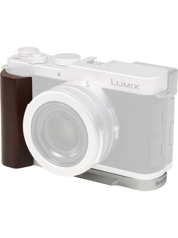 Image of SmallRig 5943 L-Shaped Mount Plate with Wooden Handle for Panasonic LUMIX L10 Silver