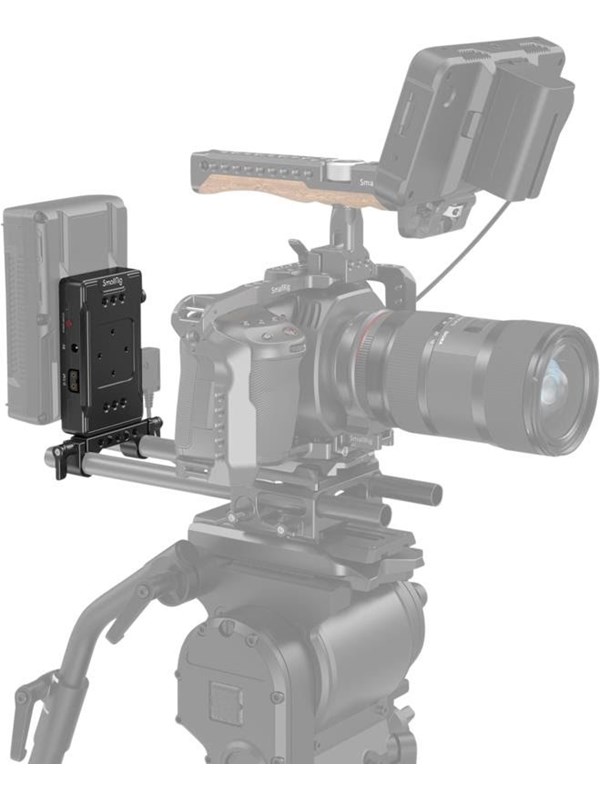Image of SmallRig 3498 Battery Adapter Plate V-Mount (Basic Version) with Dual Rod Clamp