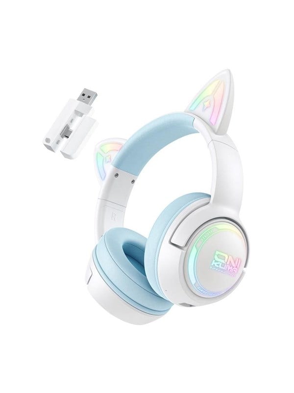 ONIKUMA GT838 kabellose Bluetooth Gaming-Kopfhörer mit Mikrofon und RGB weiß blau