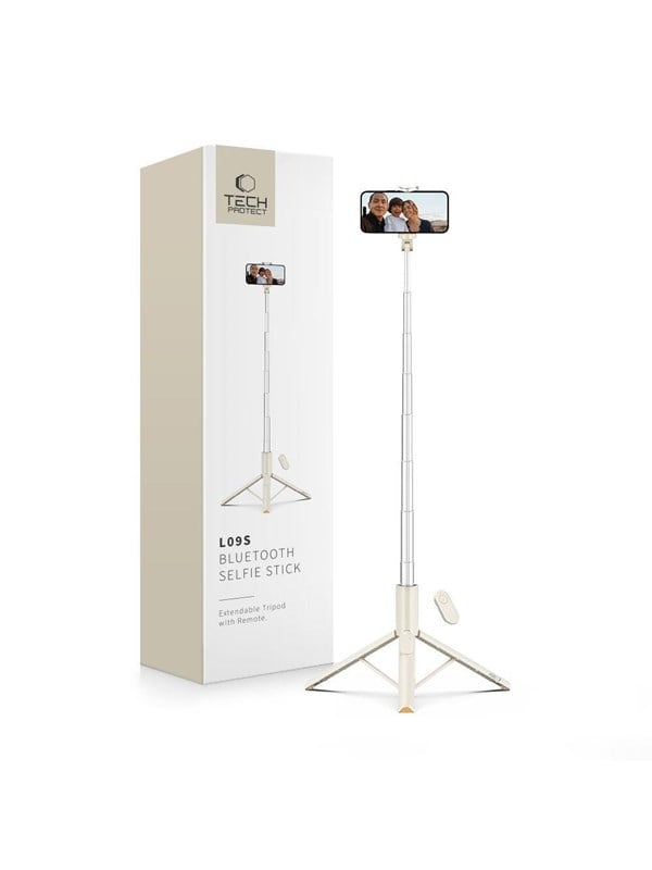 Tech-Protect Selfie Stick L09S with Tripod - Beige