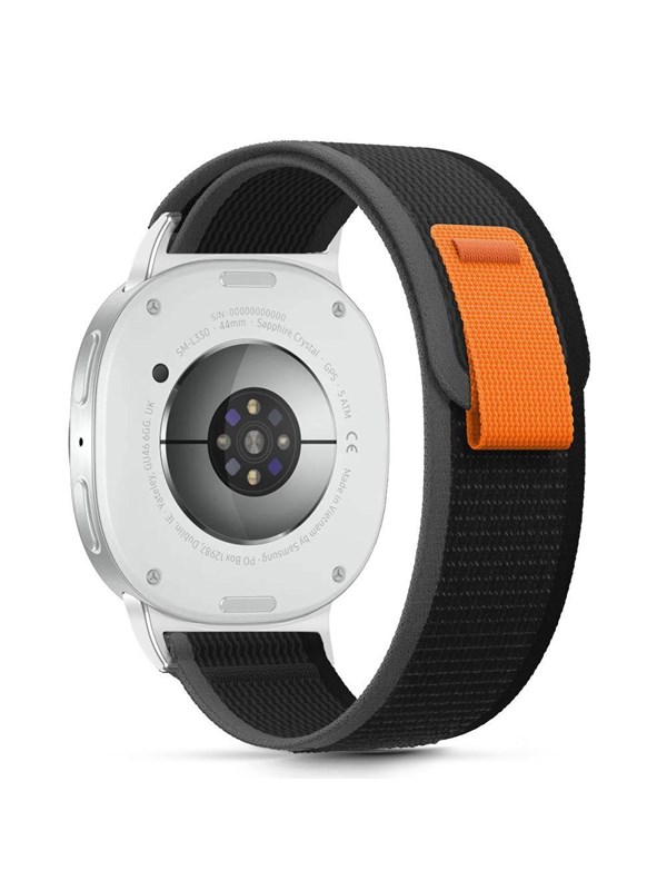 Tech-Protect  Nylon Stripe Strap for Samsung Galaxy Watch 40  44  46 mm - Black  Orange