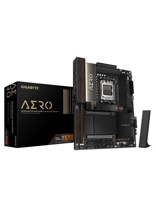 GIGABYTE X870E AERO X3D DARK WOOD Mainboard - AMD X870E - AMD AM5 socket - DDR5 RAM - ATX