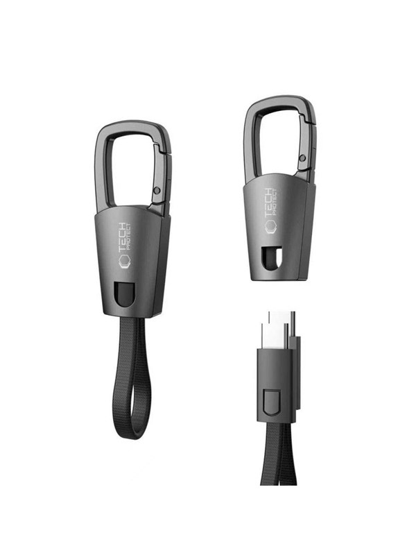 USB-C Daten- und Ladekabel - USB-C Tech-Protect Ultraboost DNA Schlüsselanhänger, 60W, 0,17m, Grau