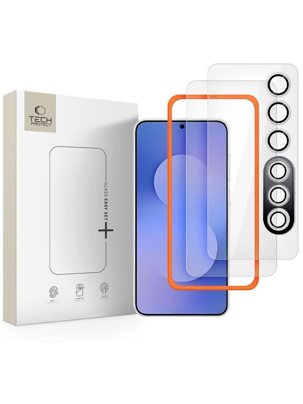 Tech-Protect Easy Set 3-pack Tempered Glass for Samsung Galaxy S25 FE - Clear