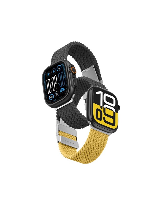 AmazingThing Set of 2  Blend Band for Apple Watch 454649mm - Yellow-BlackBlack