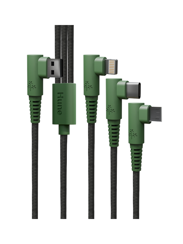Hune Hiedra Braided 90 3-in-1 USB Cable 12m - Forest Green