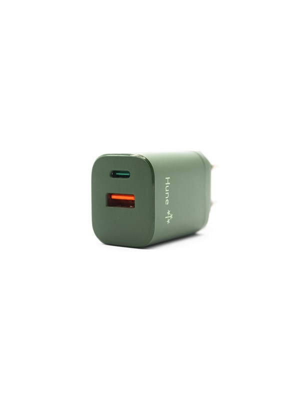 Hune Hurn D20 Dual USB-C  USB-A 20W Charger - Forest Green