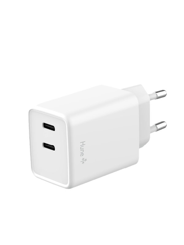 Hune Hurn D45W Dual USB-C 45W Wall Charger - Snow White
