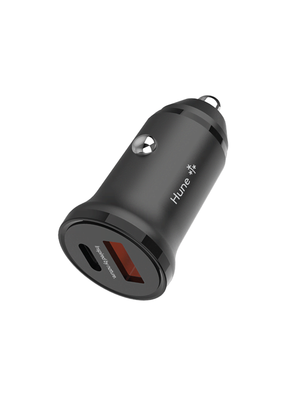 Hune Topo 20W Dual USB Car Charger 1x USB-C  1x USB-A - Black