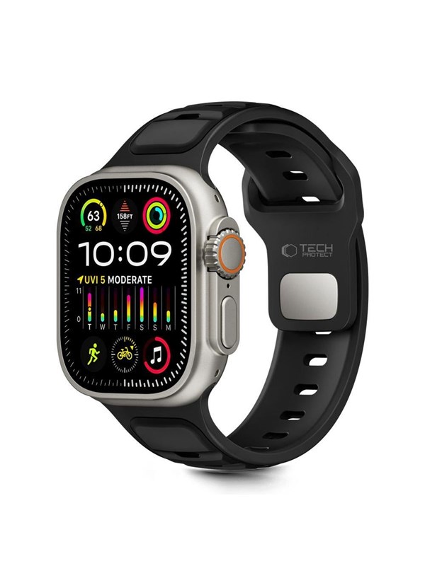 Tech-Protect Iconband Line Armband für Apple Watch 49mm / 46mm / 45mm / 44mm Series, Schwarz